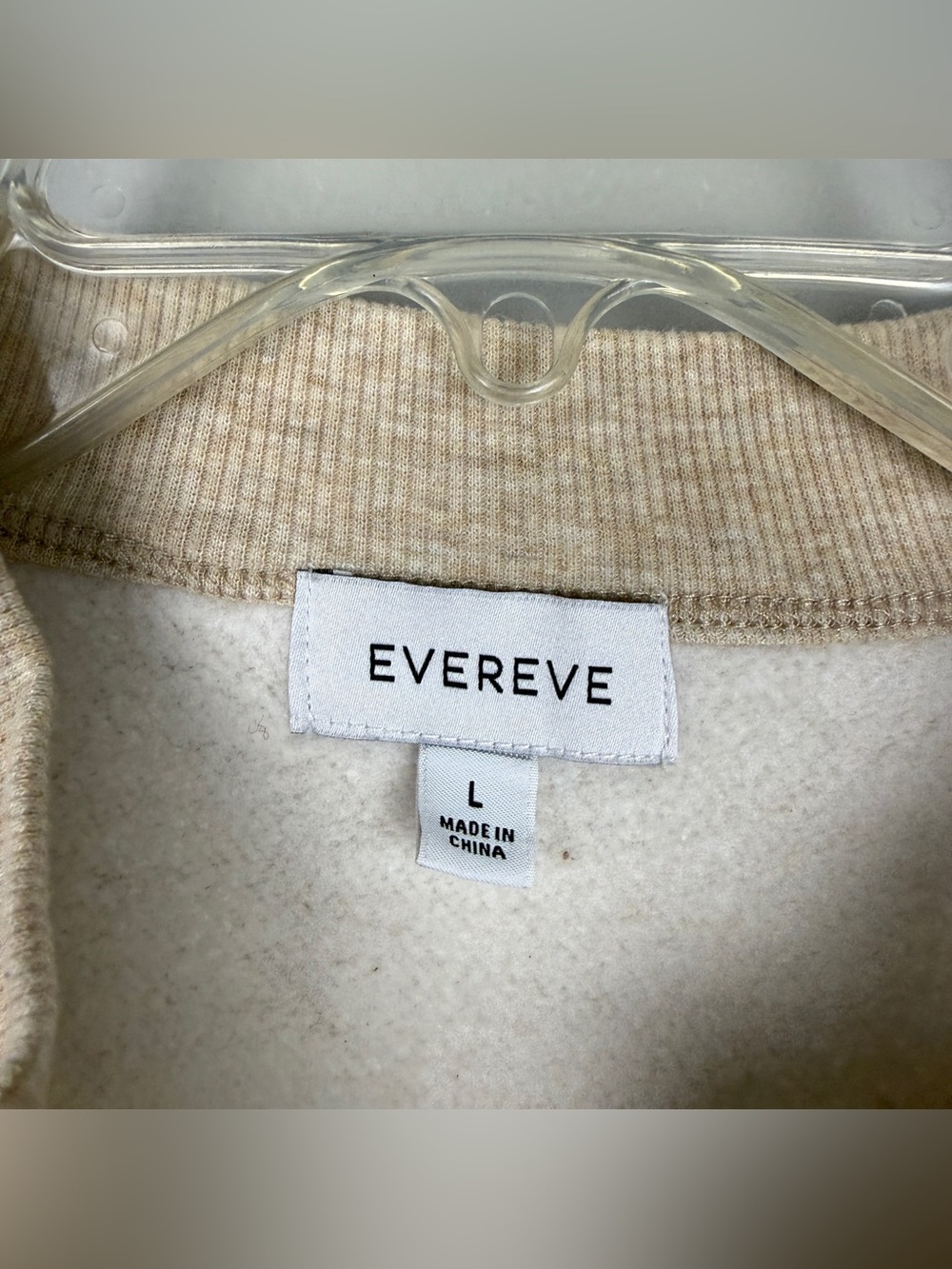 Evereve Half Button Pullover Beige Sweatshirt - Picture 4 of 5